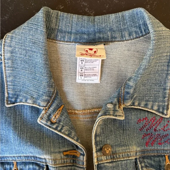 Disney Store Vintage Denim Jacket Mickey Mouse girls size 14/16 - Picture 3 of 5